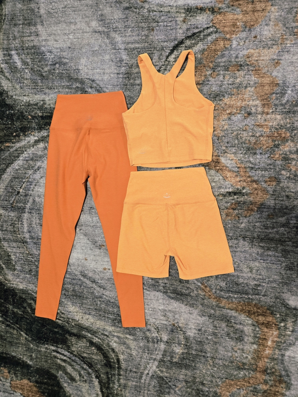 Sunset Yellow Athletic Crop Top & High-Waist Bike Shorts Set - Picture 7 of 7
